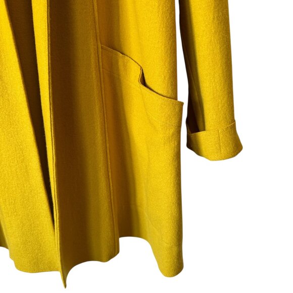 Eileen Fisher Sm Boiled Wool Cardigan Shawl Collar Open Front Pockets Mid Length - Picture 13 of 16